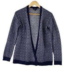 Lands End Open Front Cardigan Sweater Womens Small Cotton Blend Birdseye‎ Knit